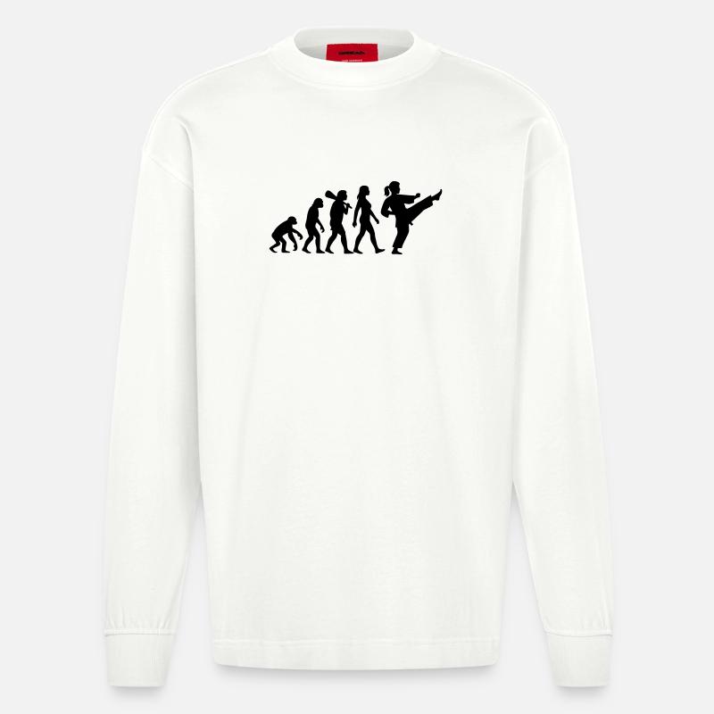 Karate Evolution - Heavyweight Oversized Organic Langarmshirt Made in EU - OFF WHITE