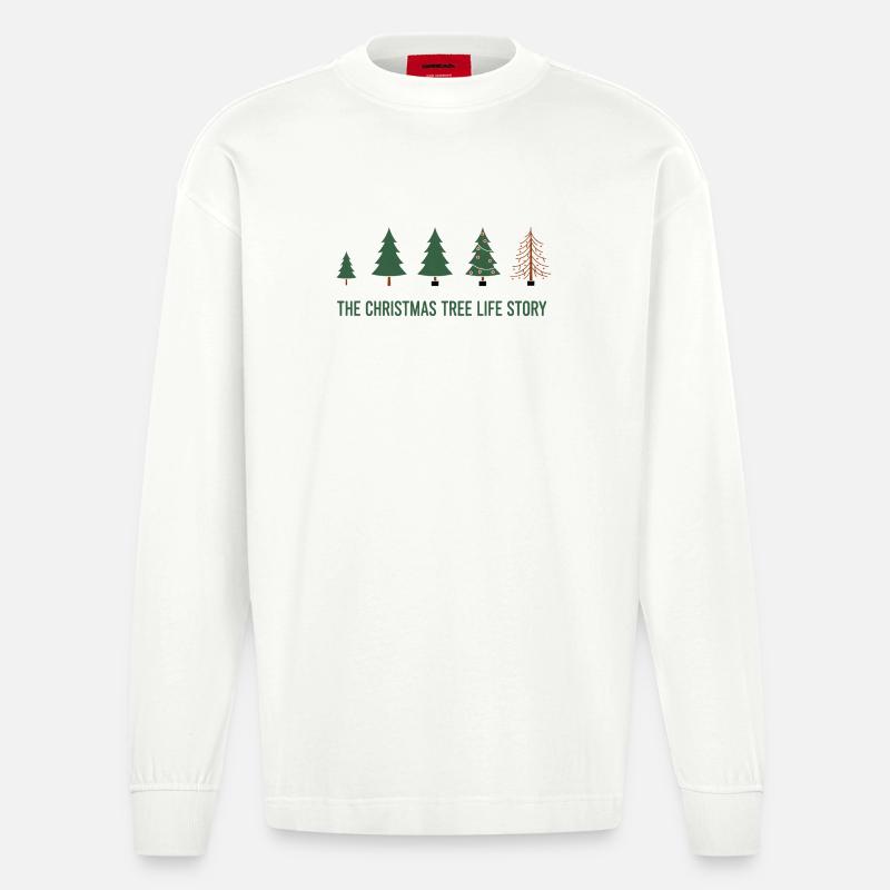 Christmas Tree Evolution – Funny Xmas Design - Heavyweight Oversized Organic Longsleeve Shirt Made in EU - OFF WHITE