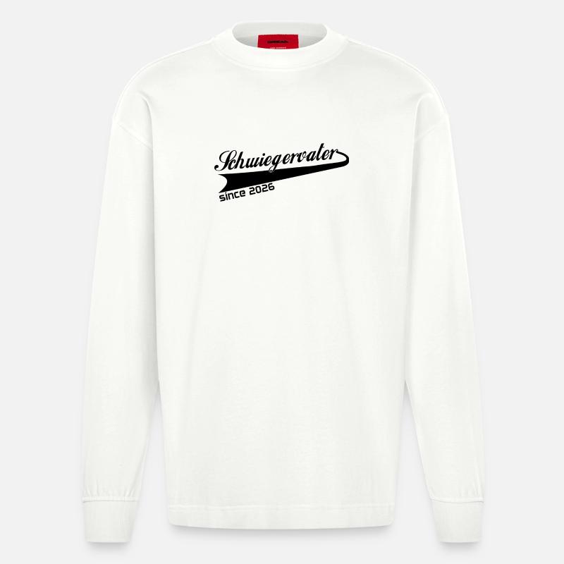 Schwiegervater 2026, bester Schwiegervati ever - Heavyweight Oversized Organic Langarmshirt Made in EU - OFF WHITE