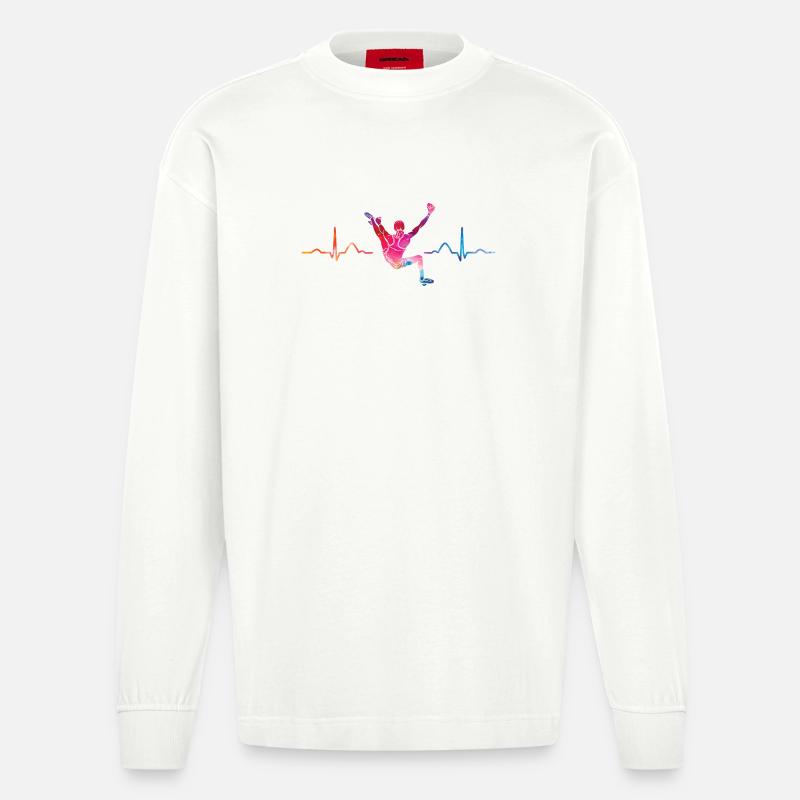 Boulderer Herzschlag Boulder Bouldern - Heavyweight Oversized Organic Langarmshirt Made in EU - OFF WHITE