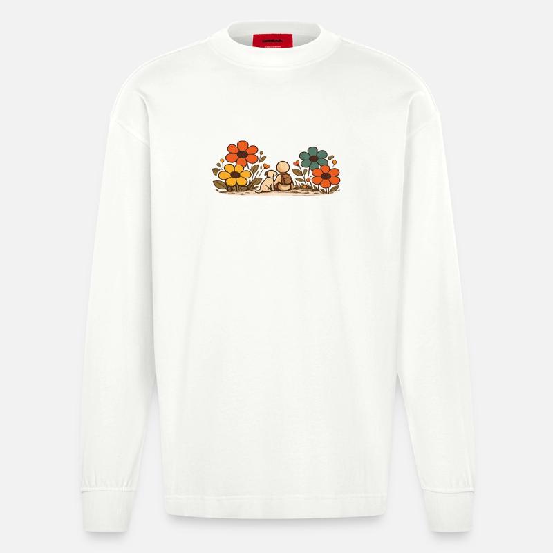 Der kleine Gedanke | Beste Freunde - Heavyweight Oversized Organic Langarmshirt Made in EU - OFF WHITE
