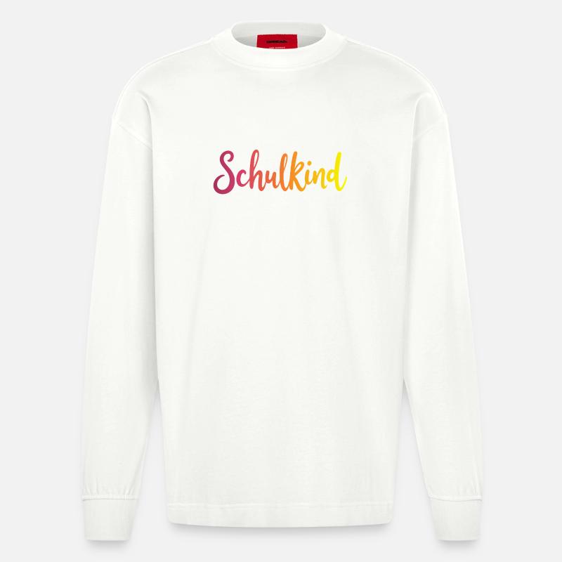 Schulkind Farbverlauf Rot-Gelb - Gradient Script - Heavyweight Oversized Organic Langarmshirt Made in EU - OFF WHITE