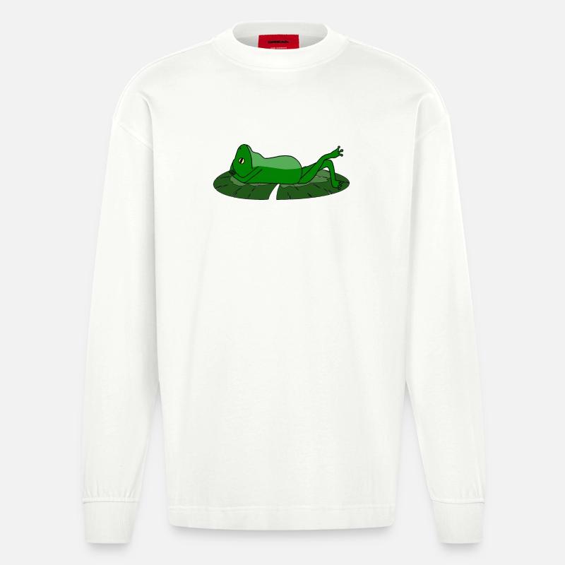 Frog Toad Chill Toad - Heavyweight Oversized Organic Longsleeve Shirt Made in EU - OFF WHITE