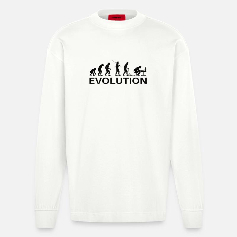 Evolution Gamer | Computer Freak Nerd PC - Heavyweight Oversized Organic Langarmshirt Made in EU - OFF WHITE