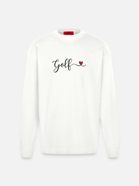 Golf Design mit Herz - Heavyweight Oversized Organic Langarmshirt Made in EU - OFF WHITE