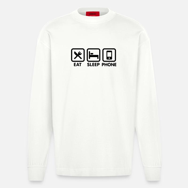 Essen Schlaftelefon - Heavyweight Oversized Organic Langarmshirt Made in EU - OFF WHITE