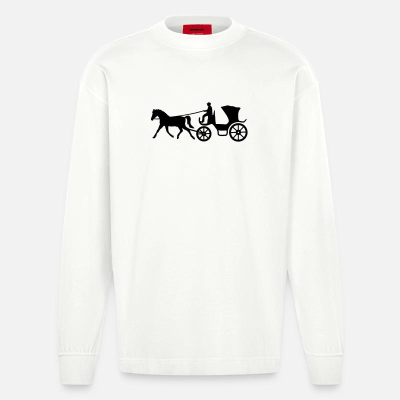 kutsche kutscher pferd geschenkidee - Heavyweight Oversized Organic Langarmshirt Made in EU - OFF WHITE