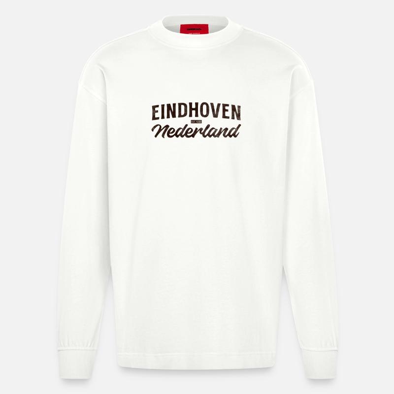 Eindhoven Nederland Script Logo - Heavyweight Oversized Organic Langarmshirt Made in EU - OFF WHITE