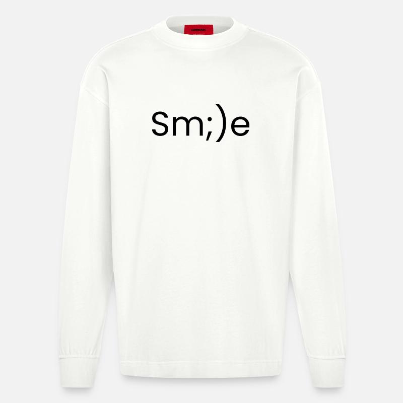 Denken Sie daran, zu lächeln - Heavyweight Oversized Organic Langarmshirt Made in EU - OFF WHITE