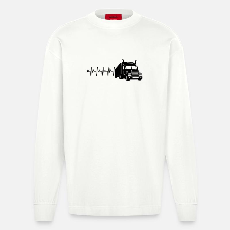 Lkw herzfrequenz - Heavyweight Oversized Organic Langarmshirt Made in EU - OFF WHITE