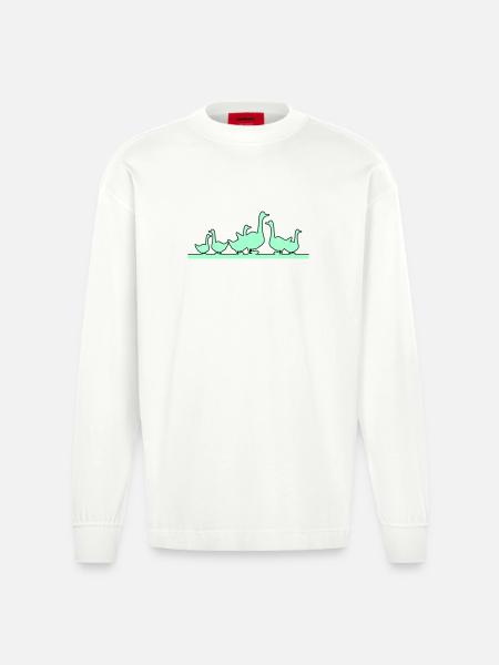 Enten Gänse - Heavyweight Oversized Organic Langarmshirt Made in EU - OFF WHITE