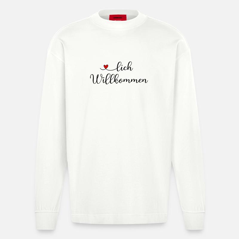 Herzlich Willkommen - Heavyweight Oversized Organic Langarmshirt Made in EU - OFF WHITE