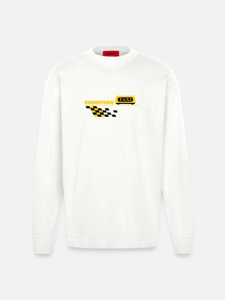Taxi driver - Heavyweight Oversized Organic Longsleeve Shirt Made in EU - OFF WHITE