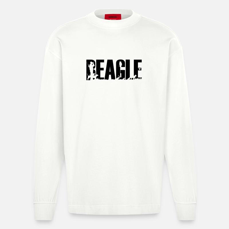 Jagdhund Beagle - Heavyweight Oversized Organic Langarmshirt Made in EU - OFF WHITE