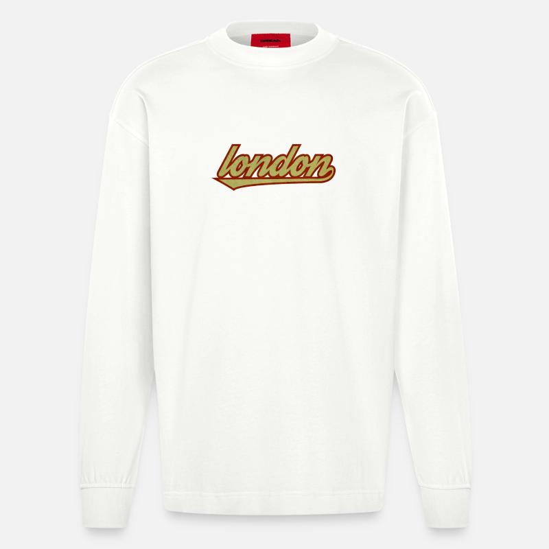 London Retro Script Logo - Heavyweight Oversized Organic Langarmshirt Made in EU - OFF WHITE