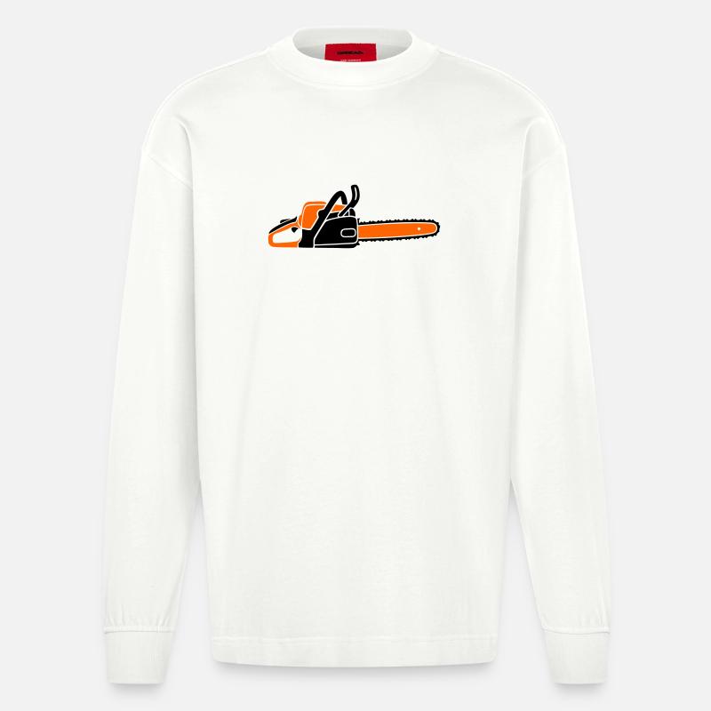 Tronçonneuse Tronçonneuse Bûcheron Bûcheron - Manches longues bio épais oversize fabriqué en UE - OFF WHITE