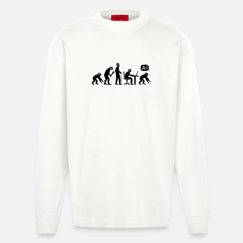 AI-volution - Heavyweight Oversized Organic Langarmshirt Made in EU - OFF WHITE