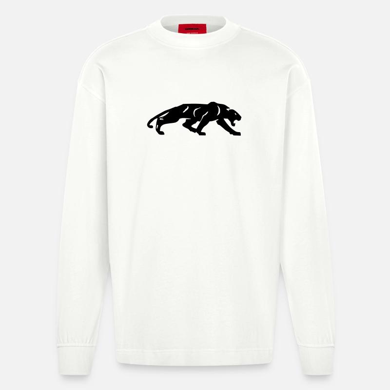 Schwarzer Panther - Heavyweight Oversized Organic Langarmshirt Made in EU - OFF WHITE