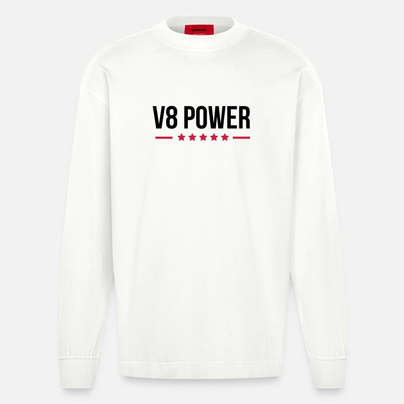 V8 Power - Heavyweight Oversized Organic Langarmshirt Made in EU - OFF WHITE