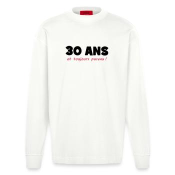 30 ans et toujours puceau ! - Manches longues bio épais oversize fabriqué en UE - OFF WHITE - Devant