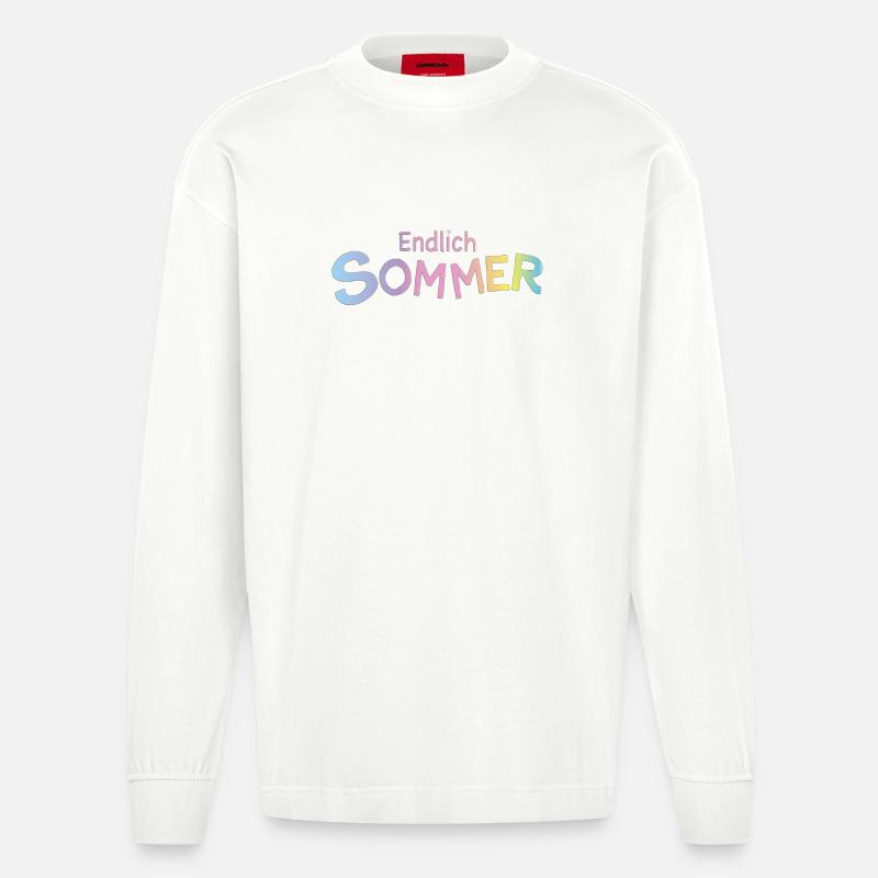 Endlich Sommer Pastellbuchstaben - Heavyweight Oversized Organic Langarmshirt Made in EU - OFF WHITE