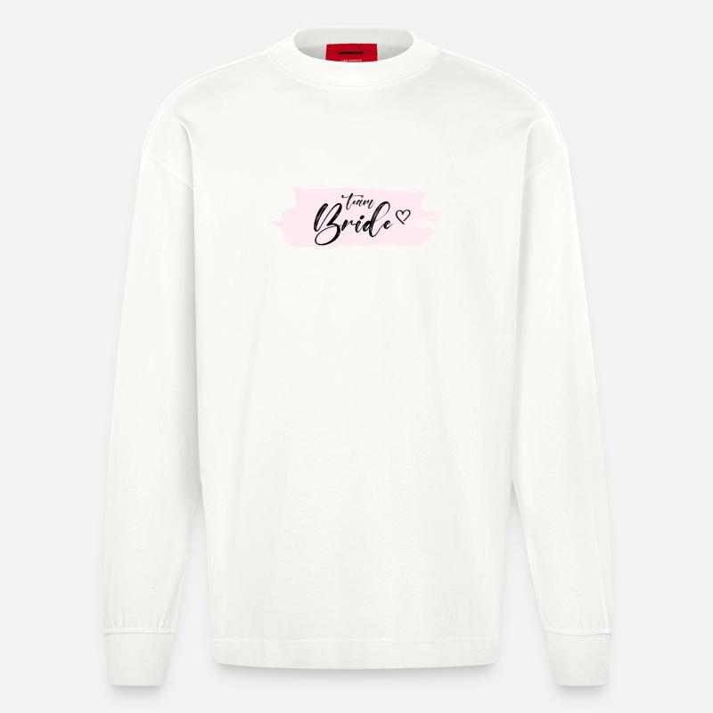 Bride -Team Bride! Personalisierbar - Heavyweight Oversized Organic Langarmshirt Made in EU - OFF WHITE