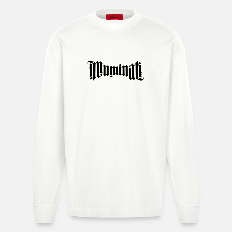 Ambigramm Illuminati - Heavyweight Oversized Organic Langarmshirt Made in EU - OFF WHITE