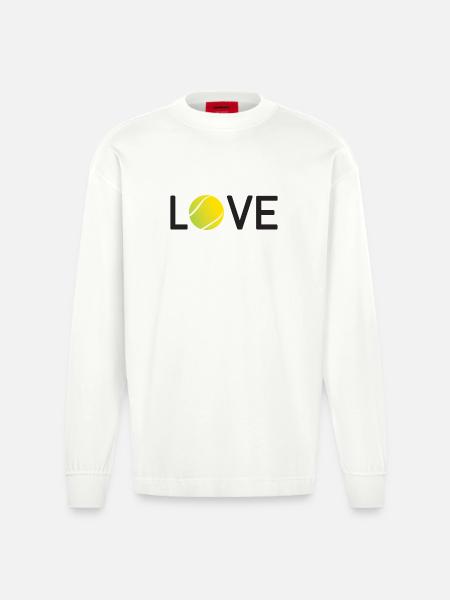 Tennis Lover - Heavyweight Oversized Organic Longsleeve Shirt Made in EU - OFF WHITE