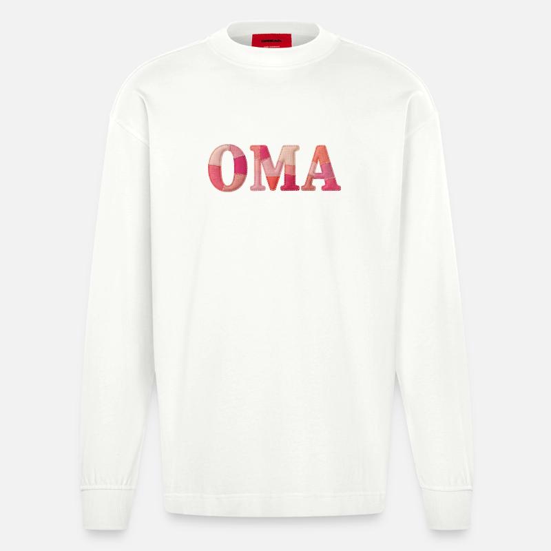 OMA Cozy Patchwork Statement Gift - Heavyweight Oversized Organic Longsleeve Shirt Made in EU - OFF WHITE