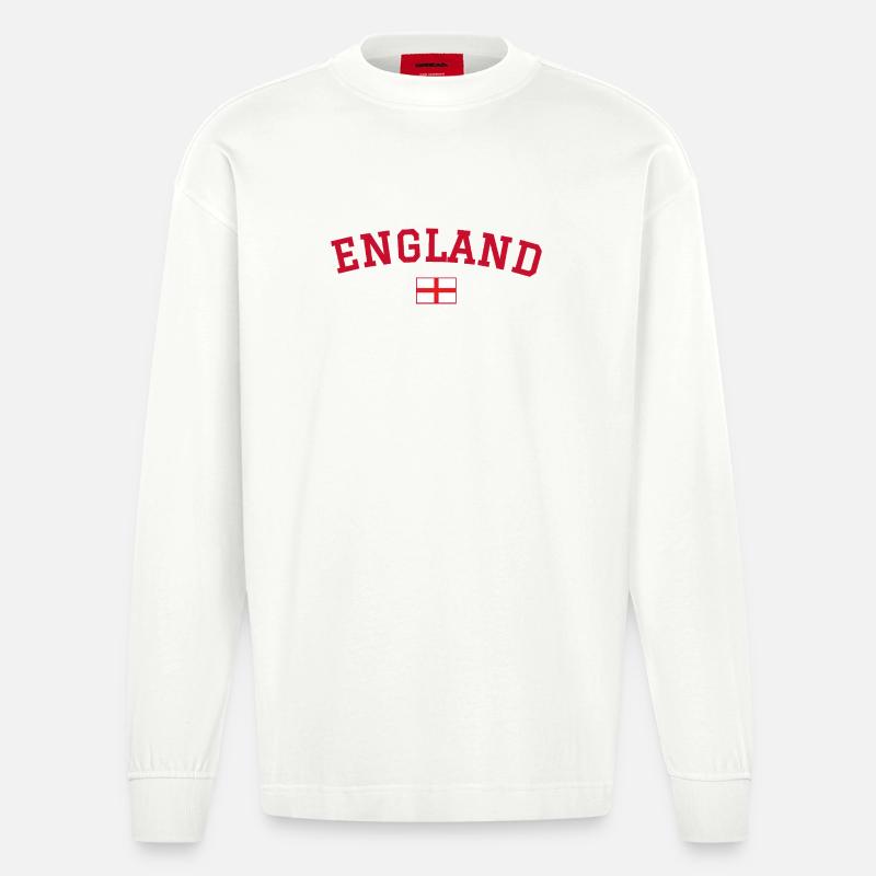 Drapeau anglais : dessin rouge - Manches longues bio épais oversize fabriqué en UE - OFF WHITE