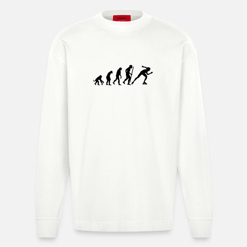 Evolution of inline speed skating - Heavyweight Oversized Organic Langarmshirt Made in EU - OFF WHITE