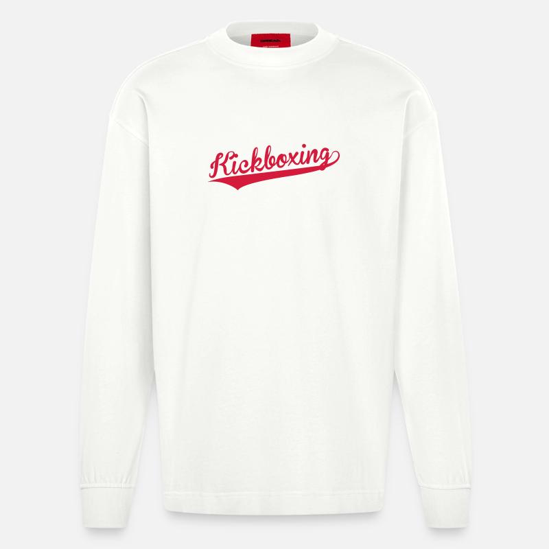 Kickboxen / Kickboxing / Kickboxer / Kick Boxing - Heavyweight Oversized Organic Langarmshirt Made in EU - OFF WHITE
