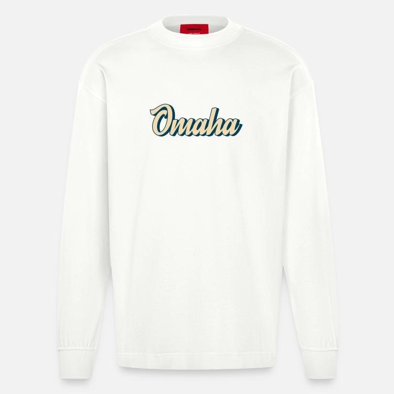 Omaha Script Rétro - Manches longues bio épais oversize fabriqué en UE - OFF WHITE