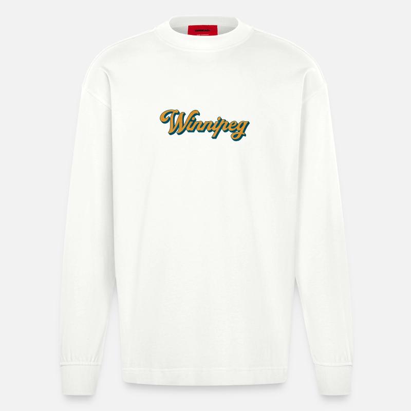 Winnipeg Retro Script - Heavyweight Oversized Organic Langarmshirt Made in EU - OFF WHITE