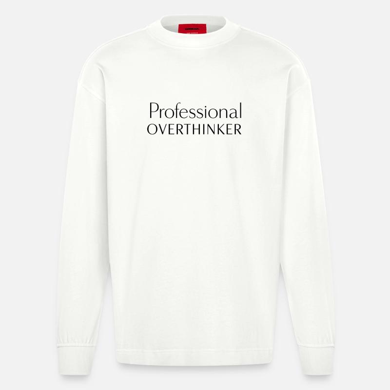 PROFESSIONAL OVERTHINKER Minimalist - Heavyweight Oversized Organic Langarmshirt Made in EU - OFF WHITE