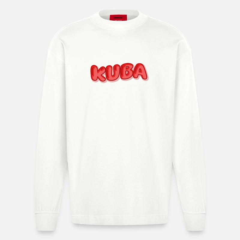 Comic Kuba - Heavyweight Oversized Organic Langarmshirt Made in EU - OFF WHITE
