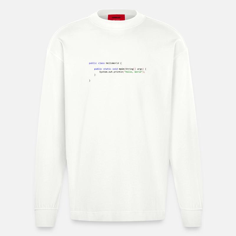 Hello World in Java - Heavyweight Oversized Organic Longsleeve Shirt Made in EU - OFF WHITE