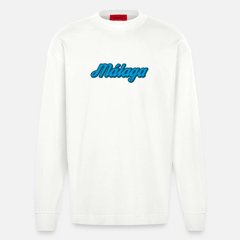 Málaga Küsten Script Blau - Heavyweight Oversized Organic Langarmshirt Made in EU - OFF WHITE
