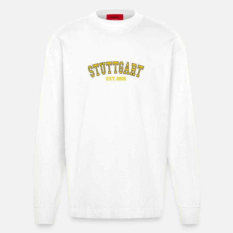 Stuttgart Est. 2005 - Heavyweight Oversized Organic Langarmshirt Made in EU - OFF WHITE