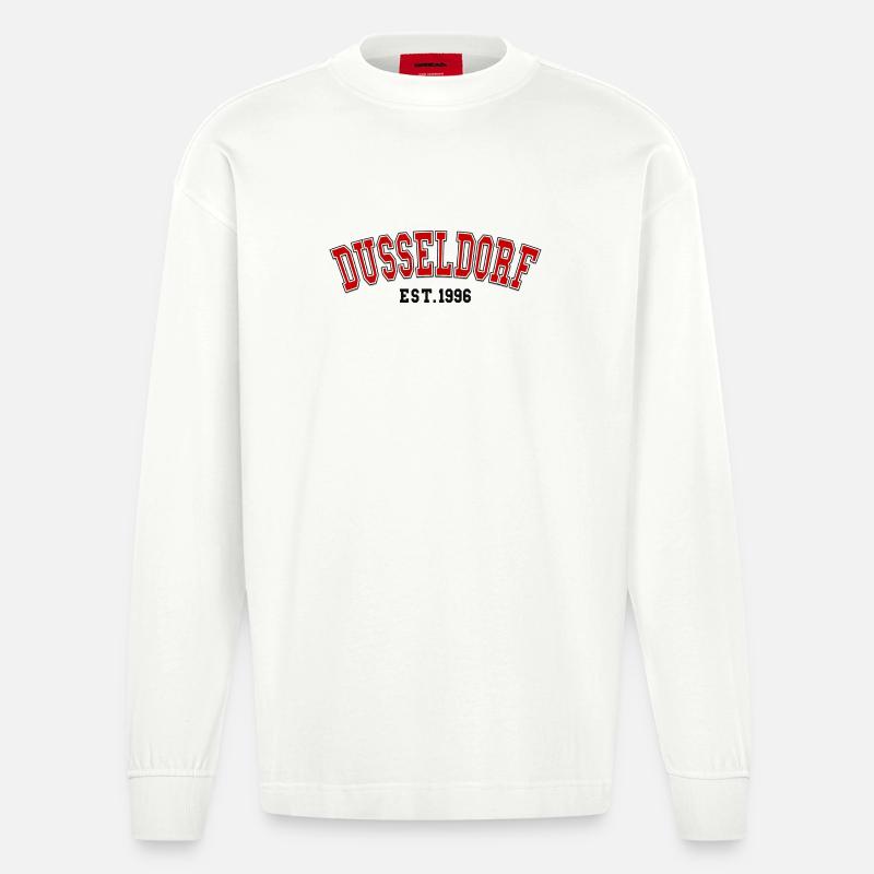Düsseldorf gegründet 1996 - Heavyweight Oversized Organic Langarmshirt Made in EU - OFF WHITE