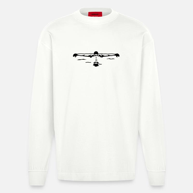 Schwimmer, Butterfly - Heavyweight Oversized Organic Langarmshirt Made in EU - OFF WHITE