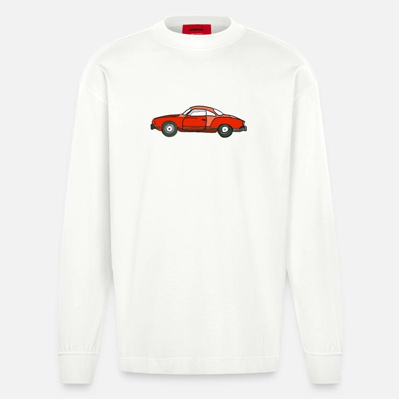Roter Oldtimer Seitenansicht - Heavyweight Oversized Organic Langarmshirt Made in EU - OFF WHITE