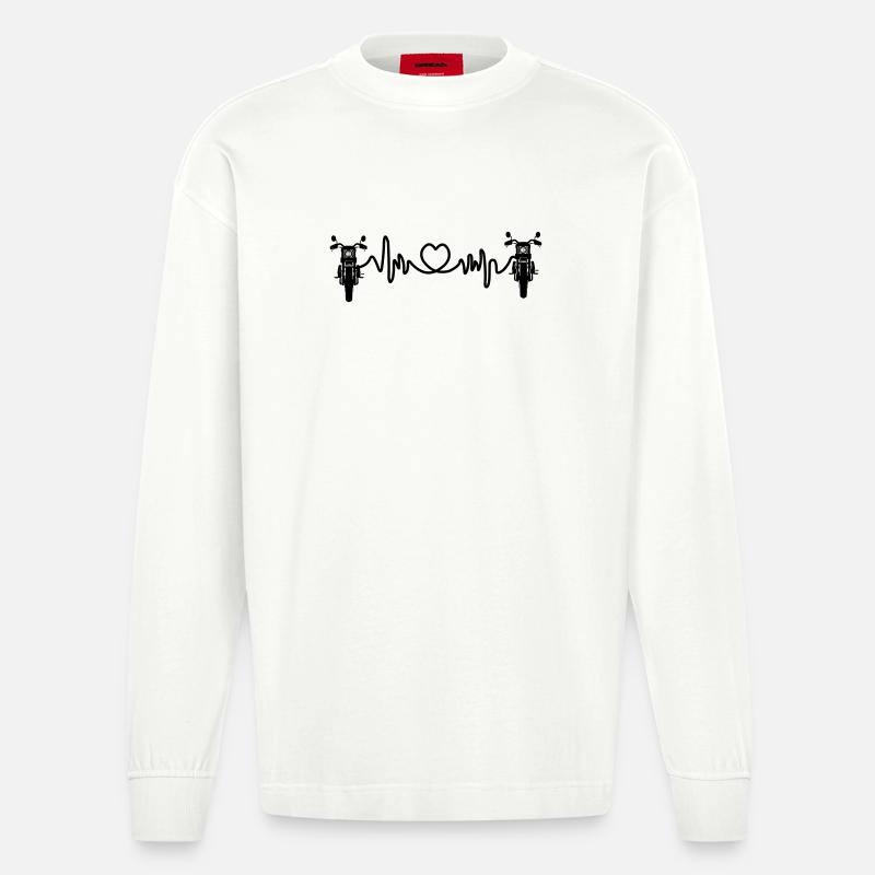 Motorische Frontansicht Cardio-Herzfrequenz 2 - Heavyweight Oversized Organic Langarmshirt Made in EU - OFF WHITE