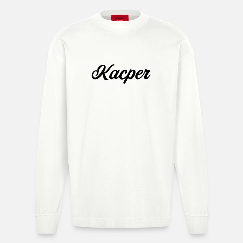 Kacper Polnisch Vorname Geschenk  - Heavyweight Oversized Organic Langarmshirt Made in EU - OFF WHITE