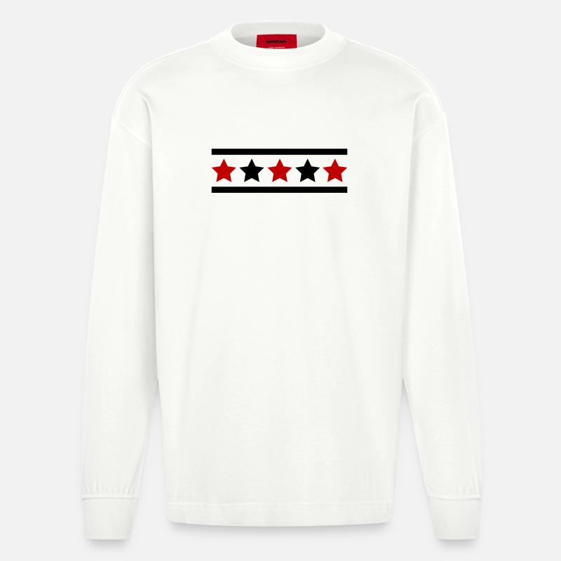 Star Pattern - Heavyweight Oversized Organic Longsleeve Shirt Made in EU - OFF WHITE