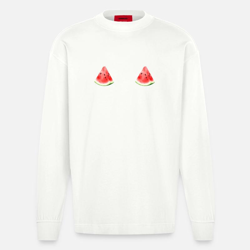 Pastèque pastèque  - Manches longues bio épais oversize fabriqué en UE - OFF WHITE