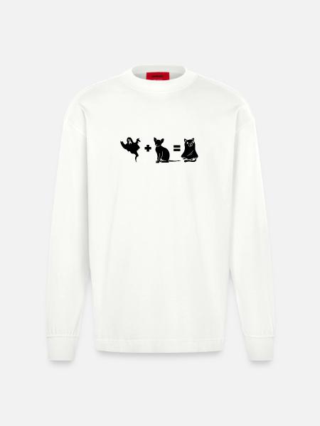 Funny Halloween Dog Ghost - Heavyweight Oversized Organic Langarmshirt Made in EU - OFF WHITE