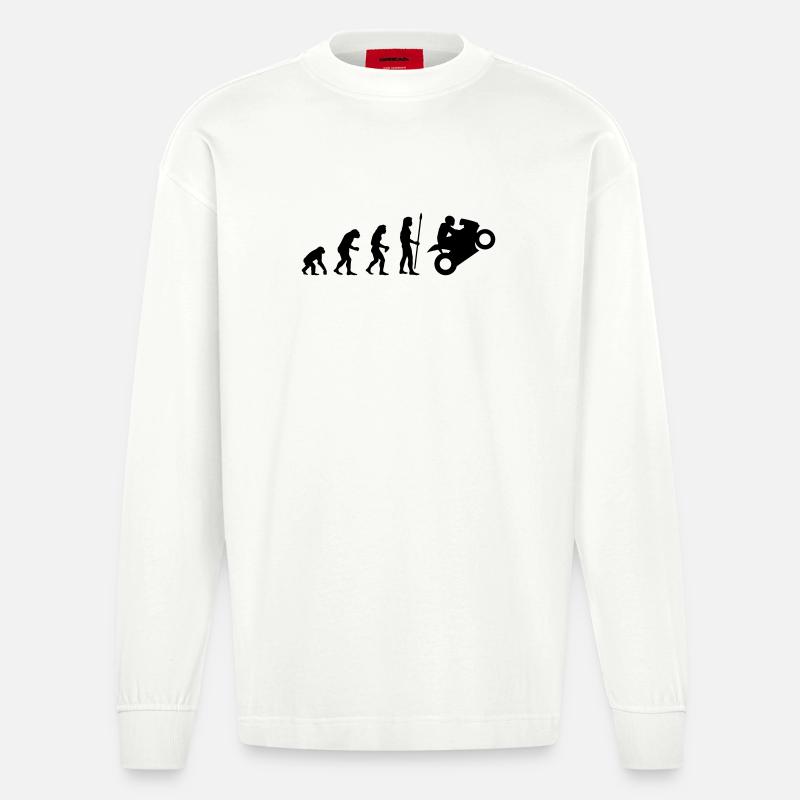 evolution_biker - Heavyweight Oversized Organic Longsleeve Shirt Made in EU - OFF WHITE