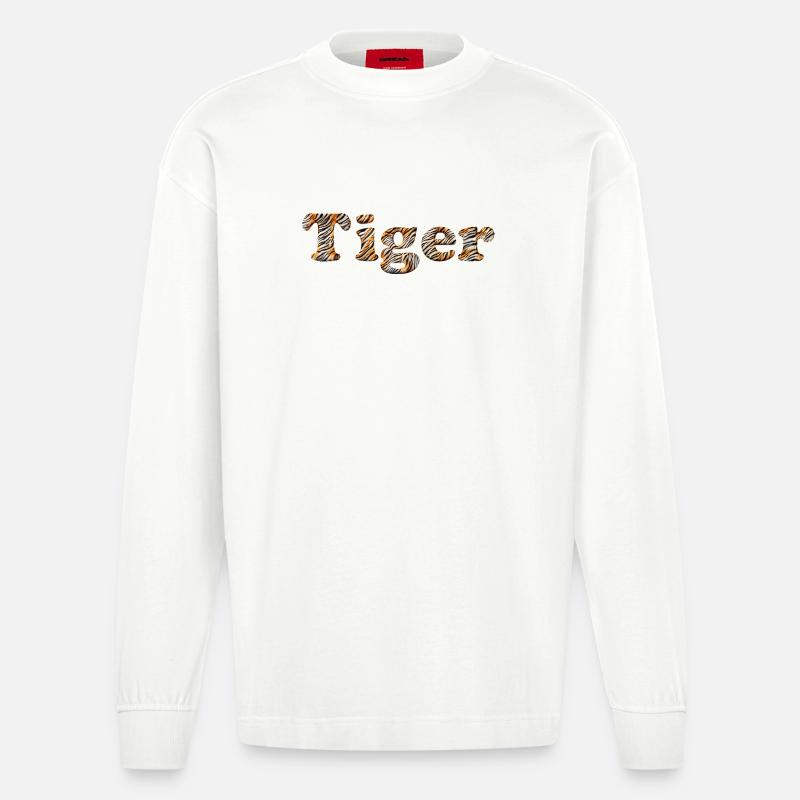 Der Tiger in Dir... - Heavyweight Oversized Organic Langarmshirt Made in EU - OFF WHITE