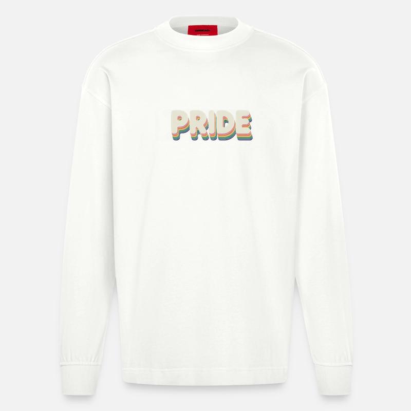 Pride - Cool Queer Logo - Heavyweight Oversized Organic Langarmshirt Made in EU - OFF WHITE